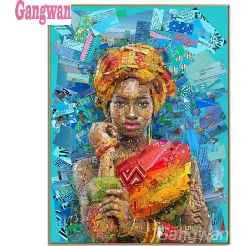 Abstract art Diamond Painting Creative african Women Picture 5D Full Square round Diamond Embroidery Mosaic girl Cross Stitch