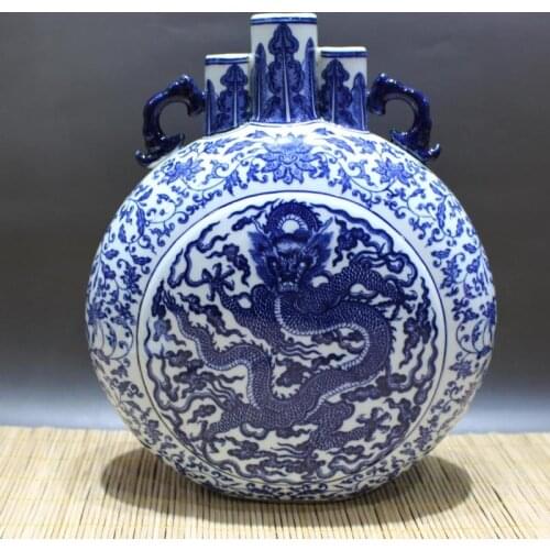 Antique QingDynasty porcelain vase,blue & white cloud drago bottle,Hand painted crafts,Home Decoration,collection & adornment