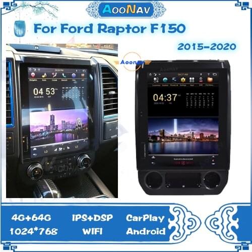 12.1 Inch A9.0 128G Tesla Style Car GPS Navigation For Ford Raptor F150 2015-2020 Auto Radio Stereo Multimedia Player Head Unit