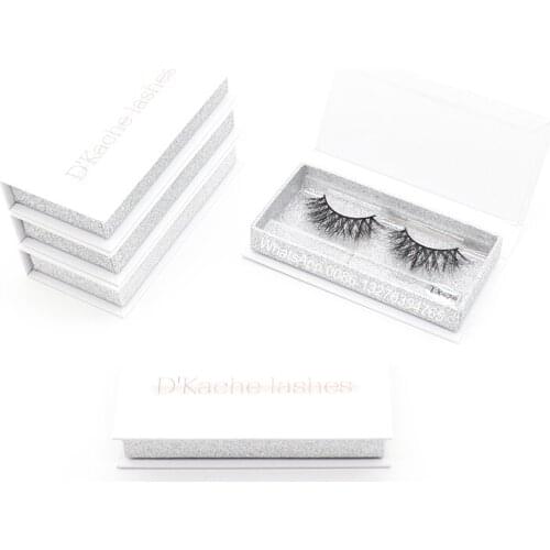 Custom White Rectangular Eyelash Case With Logo Wholesale Mink Lash Soft Lashes Handmade Dramatic Reusable Natural Eyelashes