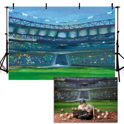 Baseball Field Newborn Baby Kids Photography Backdrops For Photo Studio Oil Painting Backdrop Sport Competition Photo Background