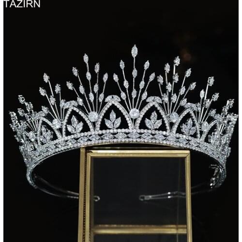 Big Latest Tiaras Zircon Crowns For Women Wedding Headpieces CZ Hair Jewelry Accessories Queen Party Headwear Best Gifts