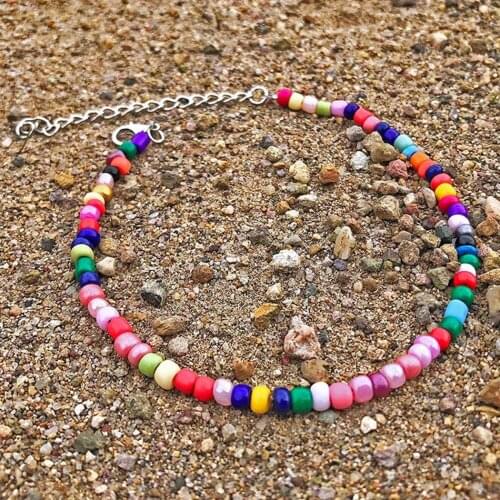 Colorful Bead Anklet Adjustable Elegant Beach Anklet Foot Bracelet Feet Anklet For Women Bohemia Beach Foot Chain Jewellery