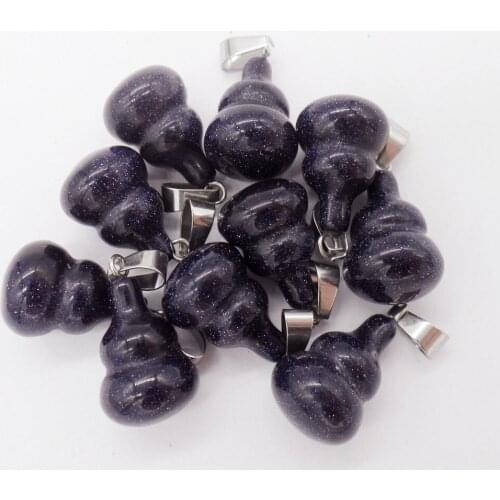 10Pcs 18x14mm Blue Sand Stone Carved Gourd Pendant Beads For DIY Jewelry Making Necklace Accessories Special Gift
