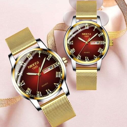 NIBOSI Couple Watch Waterproof 2019 Luxury Brand Man and Woman Men Watches Elegant Womens Watches Stainless Relogio Feminino