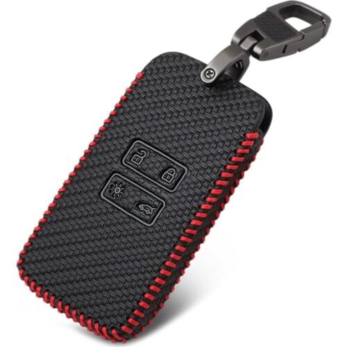 Leather Car Key Cover Smart Key Case For Renault Koleos Kadjar Scenic Megane Sandero Scenic Card Key Bag 4 Button Key Shell