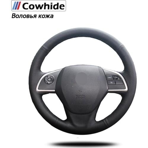 Black Genuine Leather Car Steering Wheel Cover for Mitsubishi Outlander 2013 2014 Mirage 2014 ASX