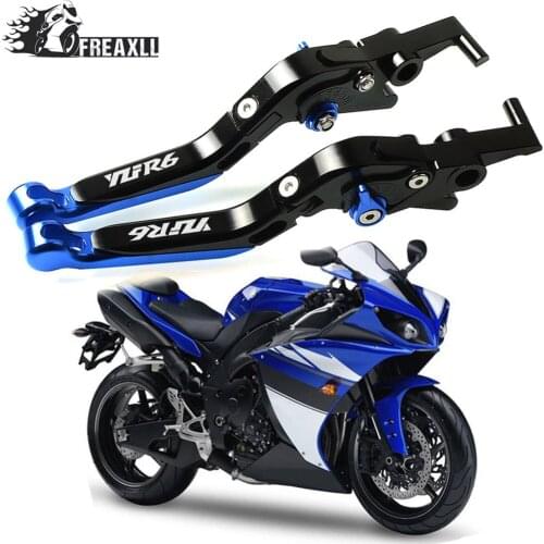CNC Motorcycle Handlebar Grips Brake Clutch Levers Adjustable Folding Extendable For YAMAHA YZF R6 1999 2000 2001 2002 2003 2004