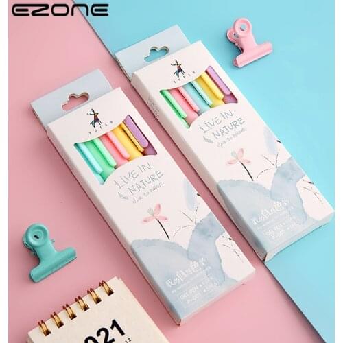 EZONE 5PCS/set Gel Pen Boxed Black Pen Press Design Candy Color Shell Student School Stationery Office Supplies Boutique Gift