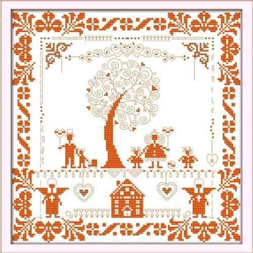 Joy Sunday Happy Tree Counted Printed Patterns Kid Craft Kitchen Chinese Cross Stitch Kits Needlework Embroidery Home Decoration