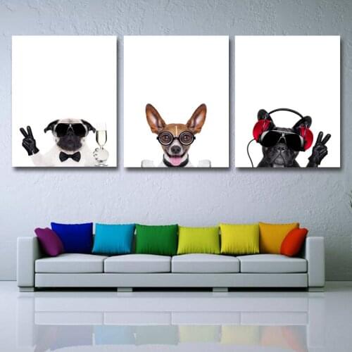 Cartoon Animal Canvas Painting Wall Art Cool Dog Poster And Prints Nordic Funny Pictures For Kids Room Home Decoration No Frame