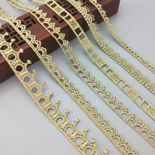 2 yards Width 0.6-3CM High quality sewn gold lace trim braid lace DIY garment accessories skirt cutout embroidery lace JDB