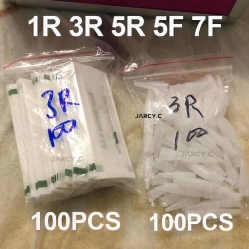 100Pcs 1R Single Round Needles Microblading Needle Tips caps 0.35*50mm Tattoo Needles For Eyebrow/Eyeliner/Lips Permanent Makeup