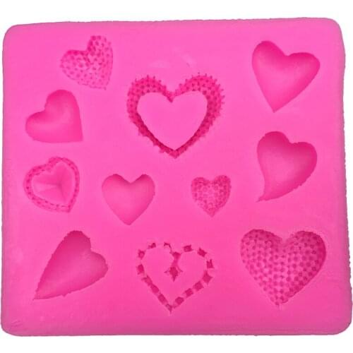 Many heart Shape fondant silicone mold for kitchen baking chocolate pastry candy Clay making cupcake lace decoration tool F-01