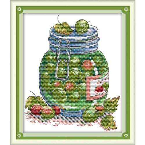 Juicy gooseberry cross stitch kit aida 14ct 11ct count printed canvas stitches embroidery DIY handmade needlework
