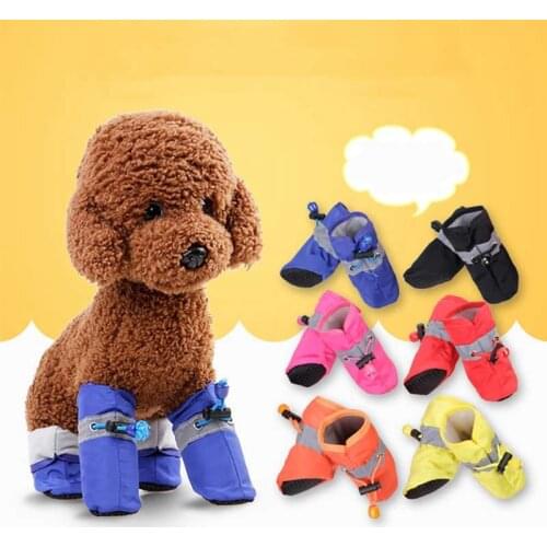 Shoes Cat Pitbull Environmental Shoes Dog paw Protector Dog Boots 4pcs Waterproof Winter Anti-Slip Snow Running Sneakers E