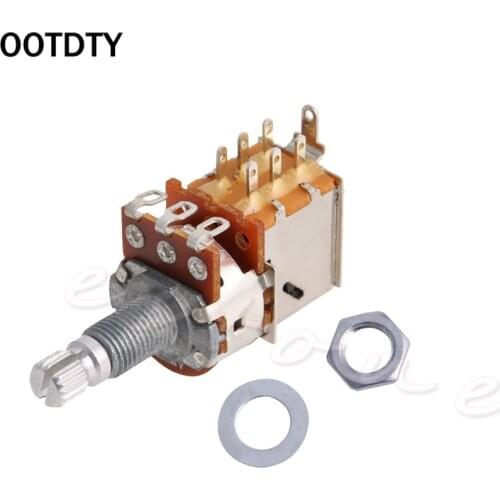OOTDTY A500K Potentiometer Push Pull Switch Splined DPDT Pot Shaft18mm Electric Guitar Tone Volume Parts