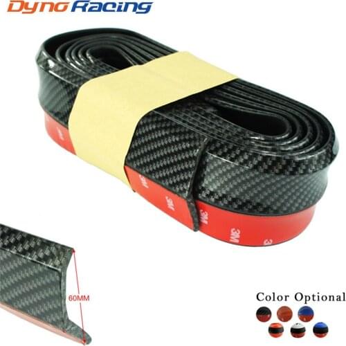 New Carbon fiber Rubber Soft Black bumper Strip Car 60mm Width 2.5m length Exterior Front Bumper Lip Kit Bumper Car