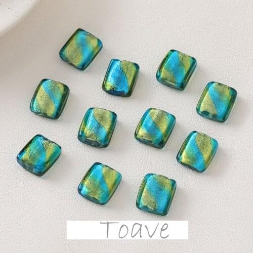 Rectangular Retro Two-tone Green Glass Beads Straight Hole DIY Beaded Necklace Bracelet Handmade Accessories