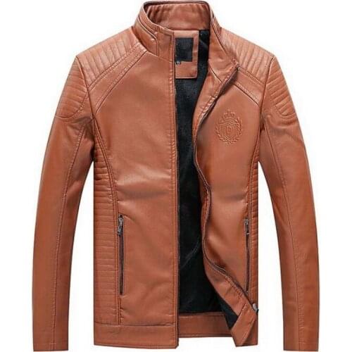 Luxury Mens Leather Jackets Autumn Winter PU Coat Men Plus Velvet Outerwear Biker Motorcycle Male Classic Brand Leather Coat