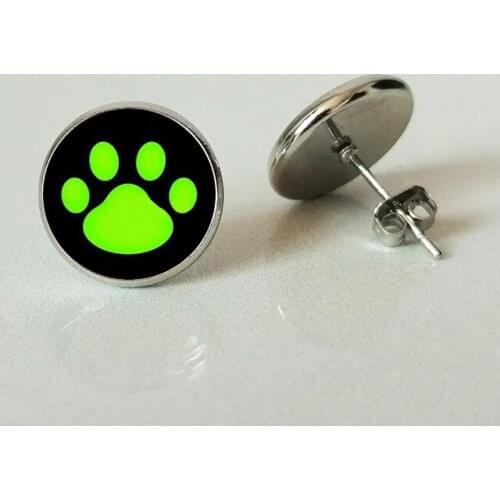Dog footprints earrings I love my dog cute pet dog most faithful friend ear jewelry glass earrings
