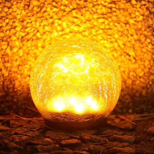 Waterproof Light Outdoor Lighting Solar Lights Pathway Patio Ball Walkway Warm White LED Yard Cracked 10/12CM Lawn Floor Lamp
