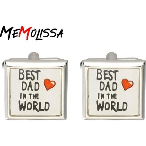 MeMolissa Shirt cufflinks for mens Best Dad in the World cuff links High Quality abotoaduras top grade Jewelry