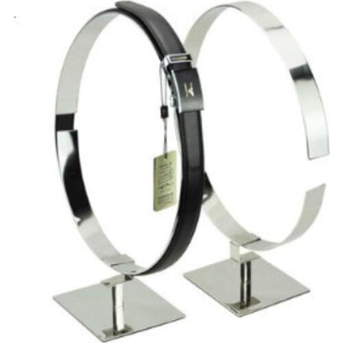 Stainless Steel Mirror Belt Bracket Ring Circle Window Display Props Mall Shop Window Belt Display Table Stand Rack Belt Shelf
