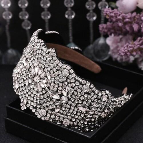 SLBRIDAL Handmade Crystal Rhinestone Fashion Hair Jewelry Women Girls Jewelry Wedding Tiara Headband Bridal Hair Accessories
