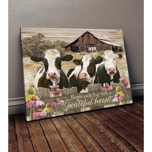 Animals Cow Prints On Canvas Painting Posters Flower Prints Office Living Room Bedroom Wall Art Pictures For Home Decor No Frame