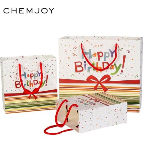 10pcs Rainbow Confetti Bow Design Happy Birthday Gift Bags Party Supplies