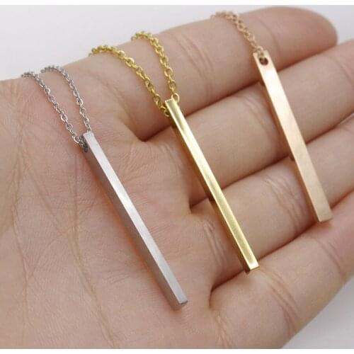100% Stainless Steel Bar Necklace Statement Blank Name Plate Pendant & Necklace Mirror Polished Wholesale 5pcs