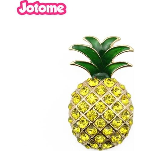 100pcs/lot free shipping 44*25cm yellow crystal pineapple fruit brooch