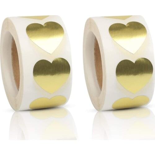 METABLE 1000pcs Heart Sticker Gold Love Heart Stickers Lables Self-Adhesive For Crafts Present Boxs Party Decoration