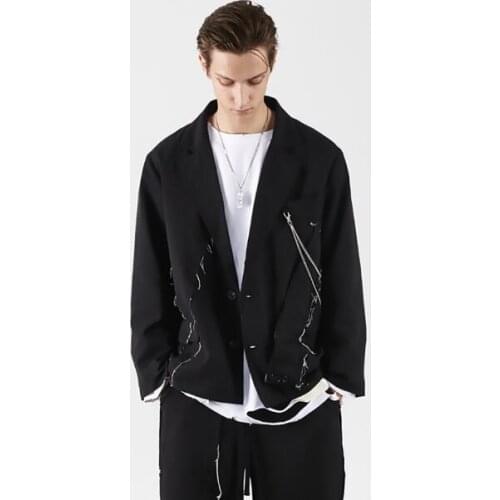 2020 mens leisure deconstruction destroyed suit tassel wool edge stitching suit