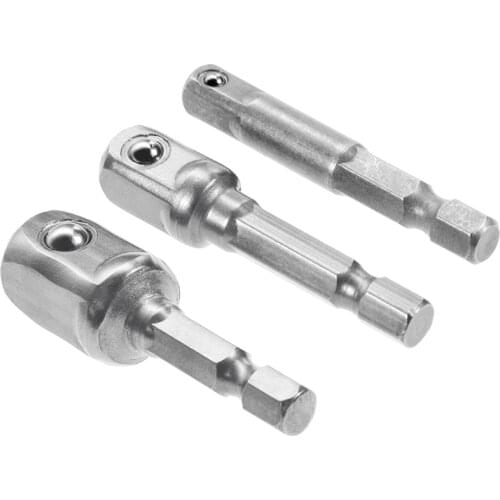 3pcs 1/4" 3/8" 1/2" Driver Adapter Hex Wrench Extension Drill Bits Socket Adapter Power Extension Bit Set for Drills Nut Driver