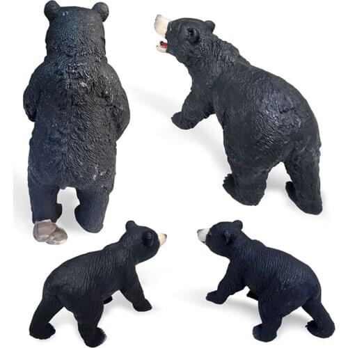 4pcs PVC Black Bear Figurine Craft Statues Wildlife Animal Sculpture Rustic Home Garden Office Bookshelf Decor Collectible