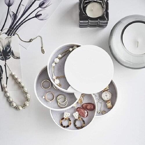 4 Layers Jewelry Storage Box 360 Degrees Rotary Holder Jewelry Organizer for Necklaces Rubber Band Bracelet Ring Earrings Holder