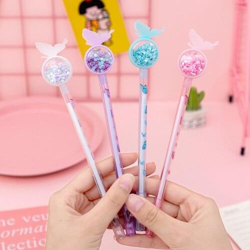40pcs Cute Glitter Pens Cute Butterfly Gel Pens for School Korean Stationery Item Cute Things Office Accessories Wholesale Pens