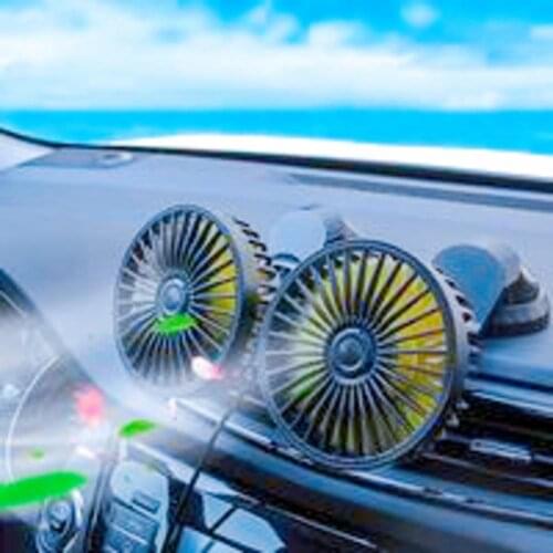 5V 360 Degree All-Round Adjustable Car Auto Air Cooling Dual Head Fan Low Noise Car Auto Cooler Air Fan Car Fan Accessories