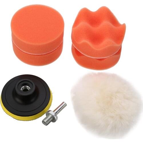 7Pcs 3 Inch Waxing Sponge Buffer Polishing Pads M14 Drill Adapter Kit For Car Polisher Abrasive Polishing Tools