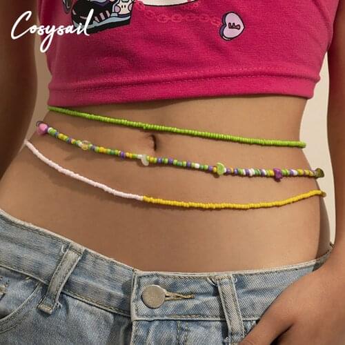 Cosysail 4Pcs/Set Bohemian Beaded Waist Chain Creative Shell Pendant Belly Chain for Female Girl Beach Bikini Jewelry Accessory