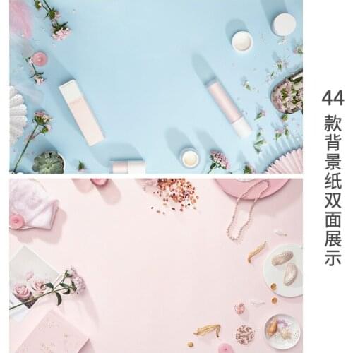 Cosmetics Pearl Flower 57x87cm PVC background Pink gray color with flowers double side printing Photo Studio Jewelry Bag