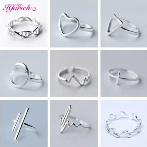 Hfarich Minimalist Geometric Rings for Women Everyday Jewelry Wedding Double Bar Wave DNA Finger Ring Christmas Gift Bagues femm