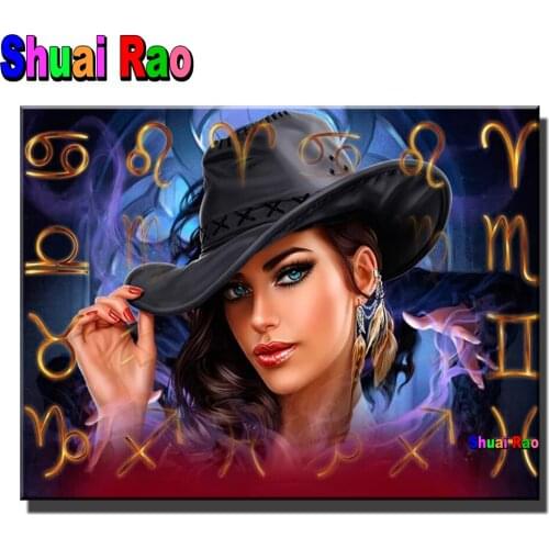 Cowboy Woman Diy Diamond painting Crystal diamond embroidery Full square/round drill mosaic Fantasy Constellation Portrait