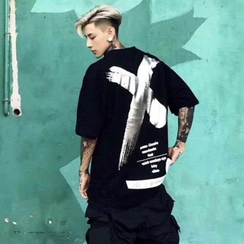HOT 2020 Summer Painted Cross Banner Hot Stamping Silver Half Sleeve T-shirt Men and women Lovers Fifty sleeves Tie Sleeve