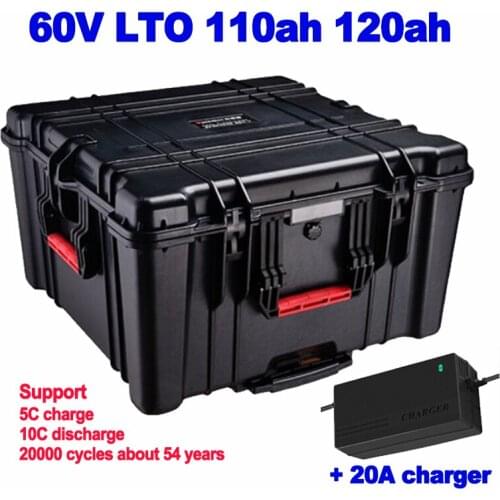LTO 60V 110ah 120ah Lithium titanate battery with BMS for solar energy power UPS food truck golf cart forklift + 20A charger