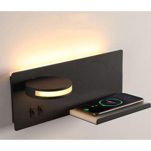 Multifunctional wall light, atmosphere lighting + reading lighting + USB charging + wireless charging + storage