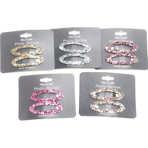 Boutique ins 10Pairs Fashion Cute Glitter Oval Simple Snap Clips Barrettes Cartoon Hairpins Princess Headwear Hair Accessories