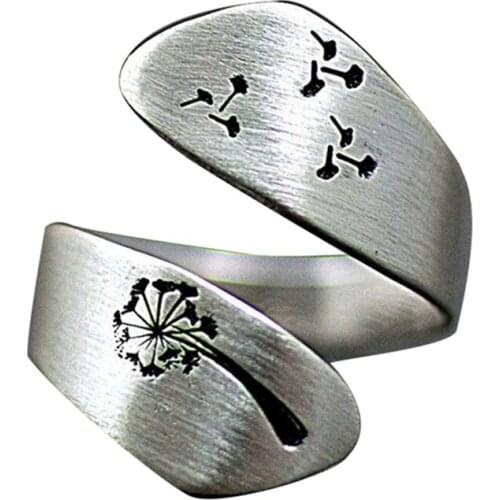 Fashion Adjustable Engraving Dandelion Ring Female Personality Opening Finger Rings for Wedding Party Engagement Jewelry